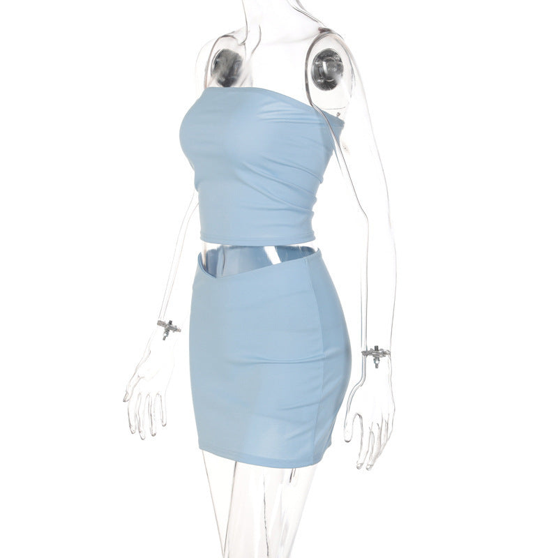 Conjunto de Dos Piezas Mujer – Falda Corta Ajustada + Top Crop