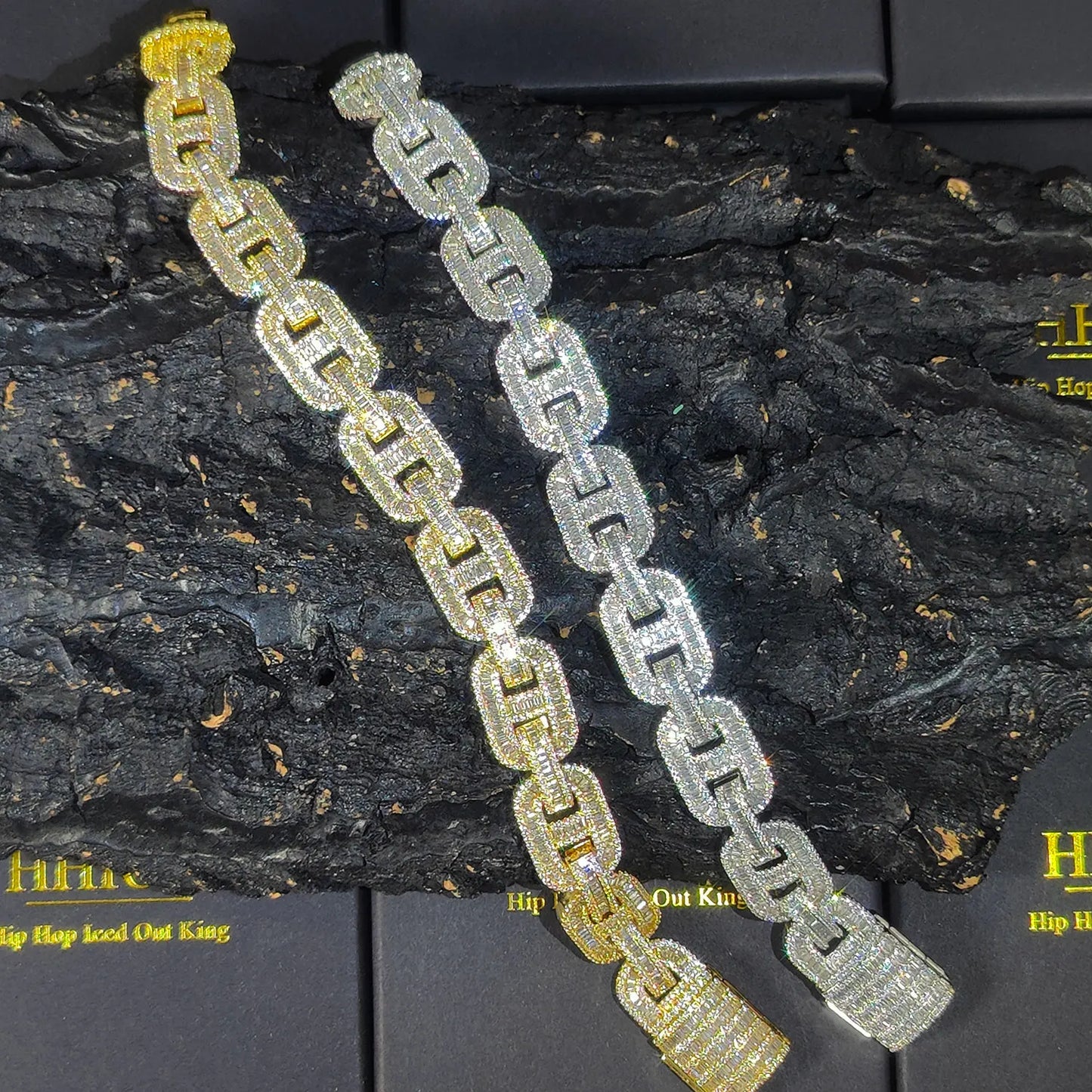 Pulsera iced out coffee bean trap con circonitas 5A de lujo para hombre y mujer