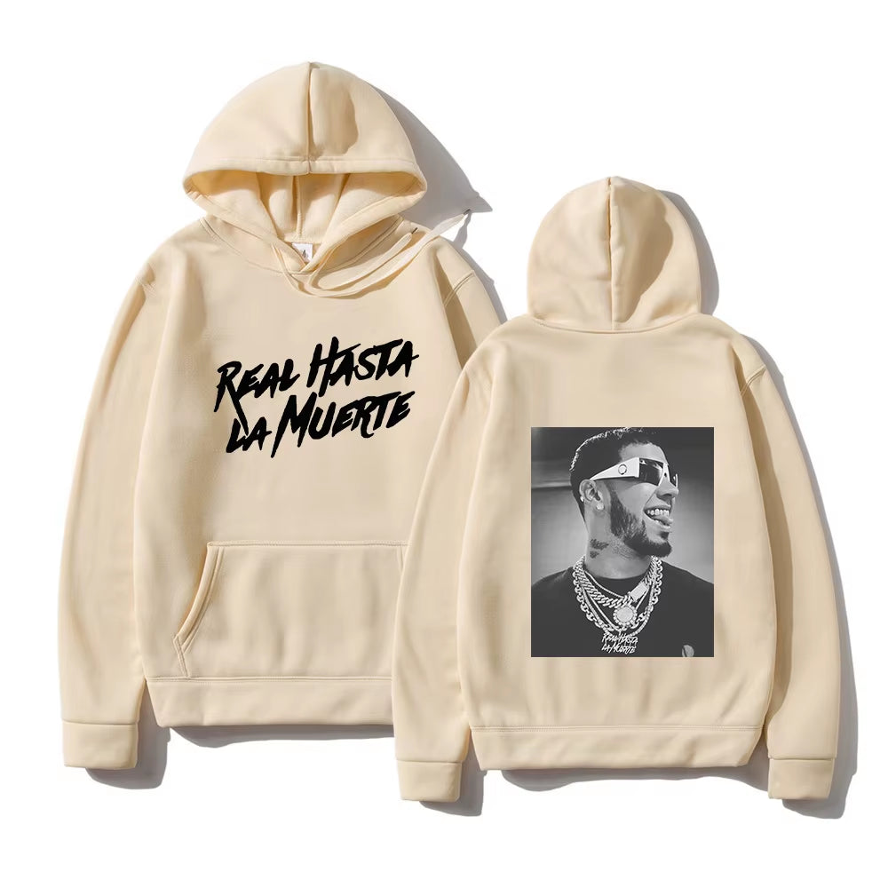 Anuel AA Printed Hoodies Sweatshirt Coat Real Hasta La Muerte Casual Tracksuit Costume Men Women Clothing Anime Pullover Hoodie