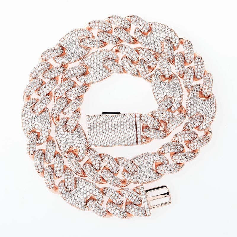 Collar Nariz de Cerdo Hombre con Circonitas y Hebilla Caja Grande – Joyería Hip Hop Urbana