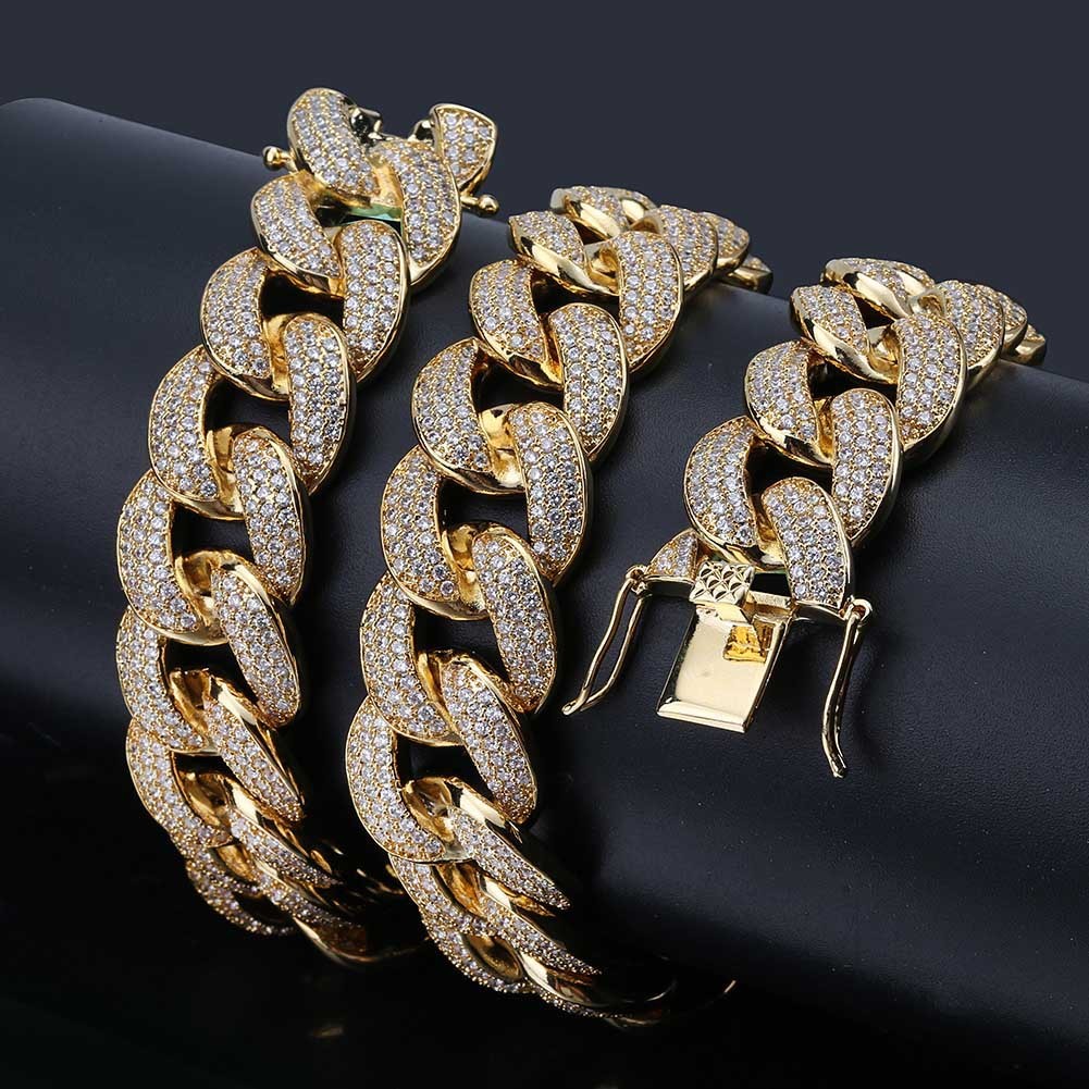 Collar Bling con Circonitas 18 mm – Estilo Trap Europeo y Americano