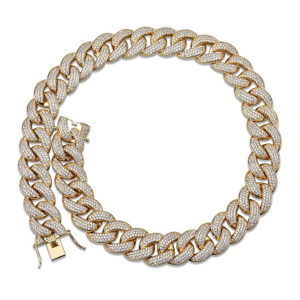Collar Bling con Circonitas 18 mm – Estilo Trap Europeo y Americano