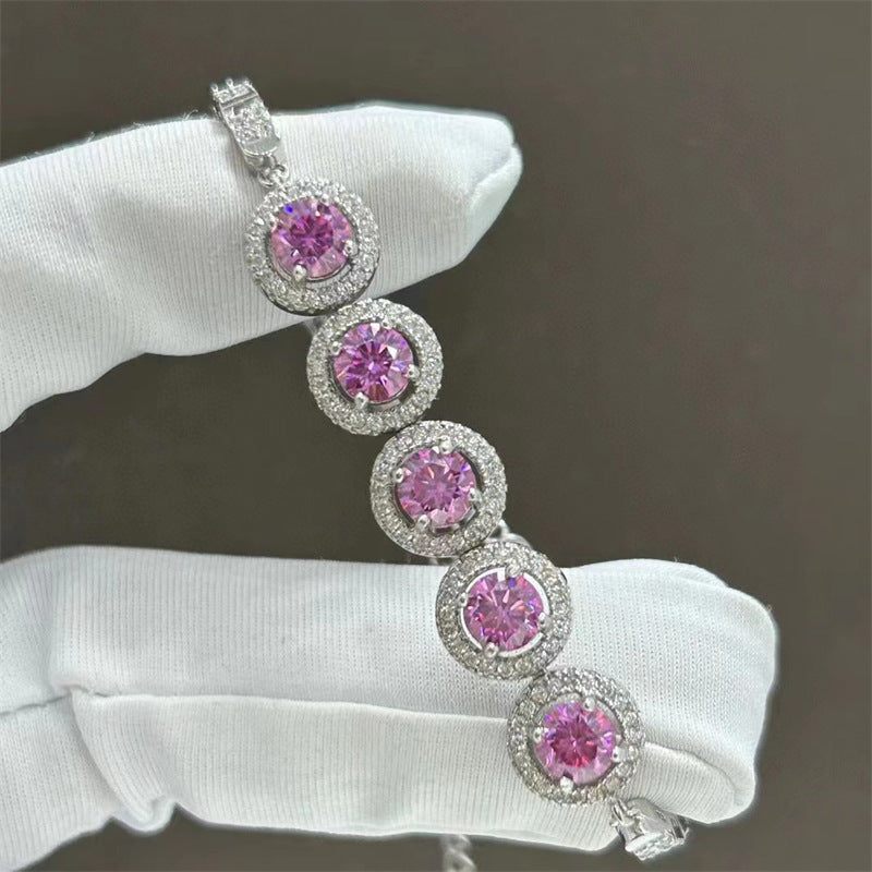 Pulsera de moissanita con diamantes de colores
