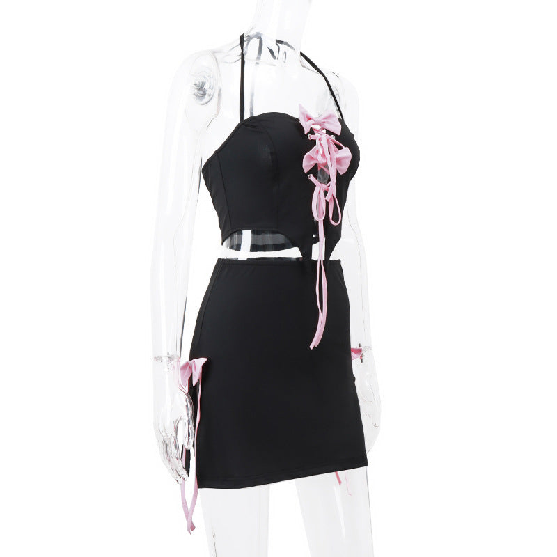 Conjunto sexy de verano mujer – Falda + top con lazo estilo Deseo Puro