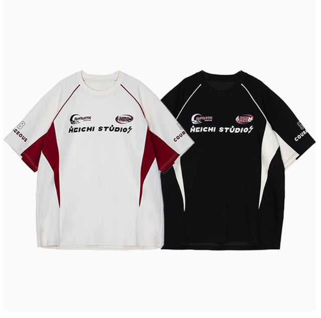 Camiseta de manga corta retro de estilo urbano americano de verano