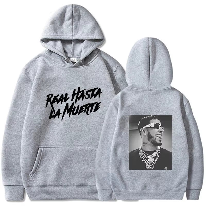 Anuel AA Printed Hoodies Sweatshirt Coat Real Hasta La Muerte Casual Tracksuit Costume Men Women Clothing Anime Pullover Hoodie