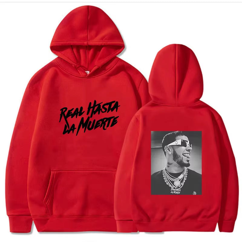 Anuel AA Printed Hoodies Sweatshirt Coat Real Hasta La Muerte Casual Tracksuit Costume Men Women Clothing Anime Pullover Hoodie