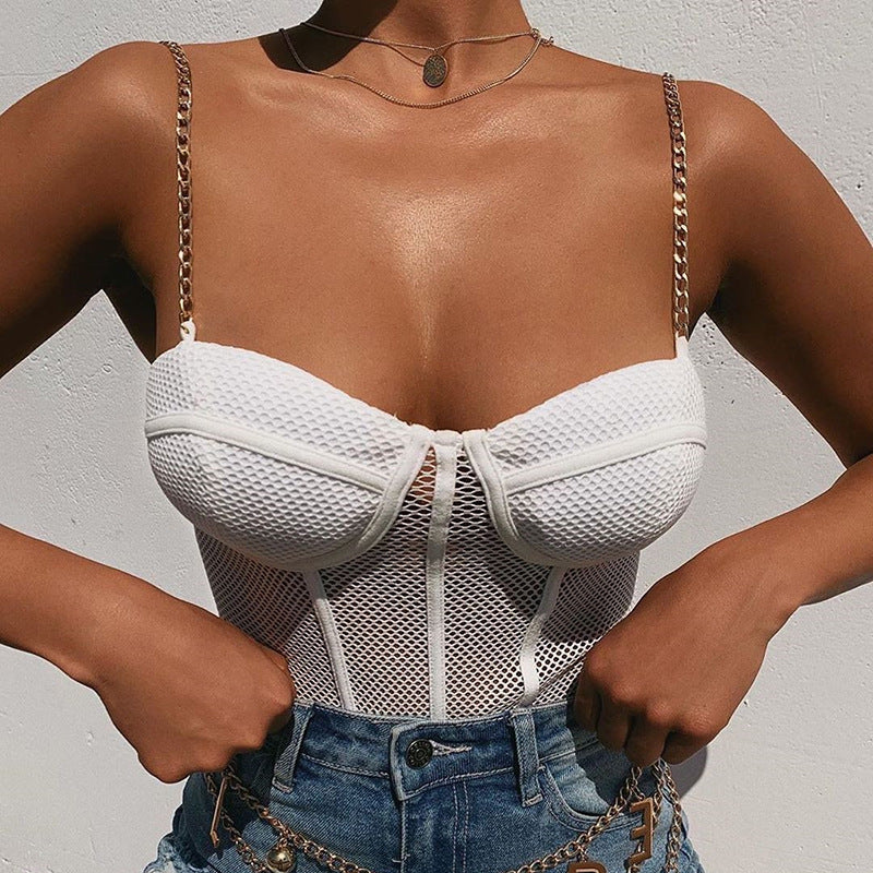 Top con tirantes y cadena de rejilla – Sexy & atrevido