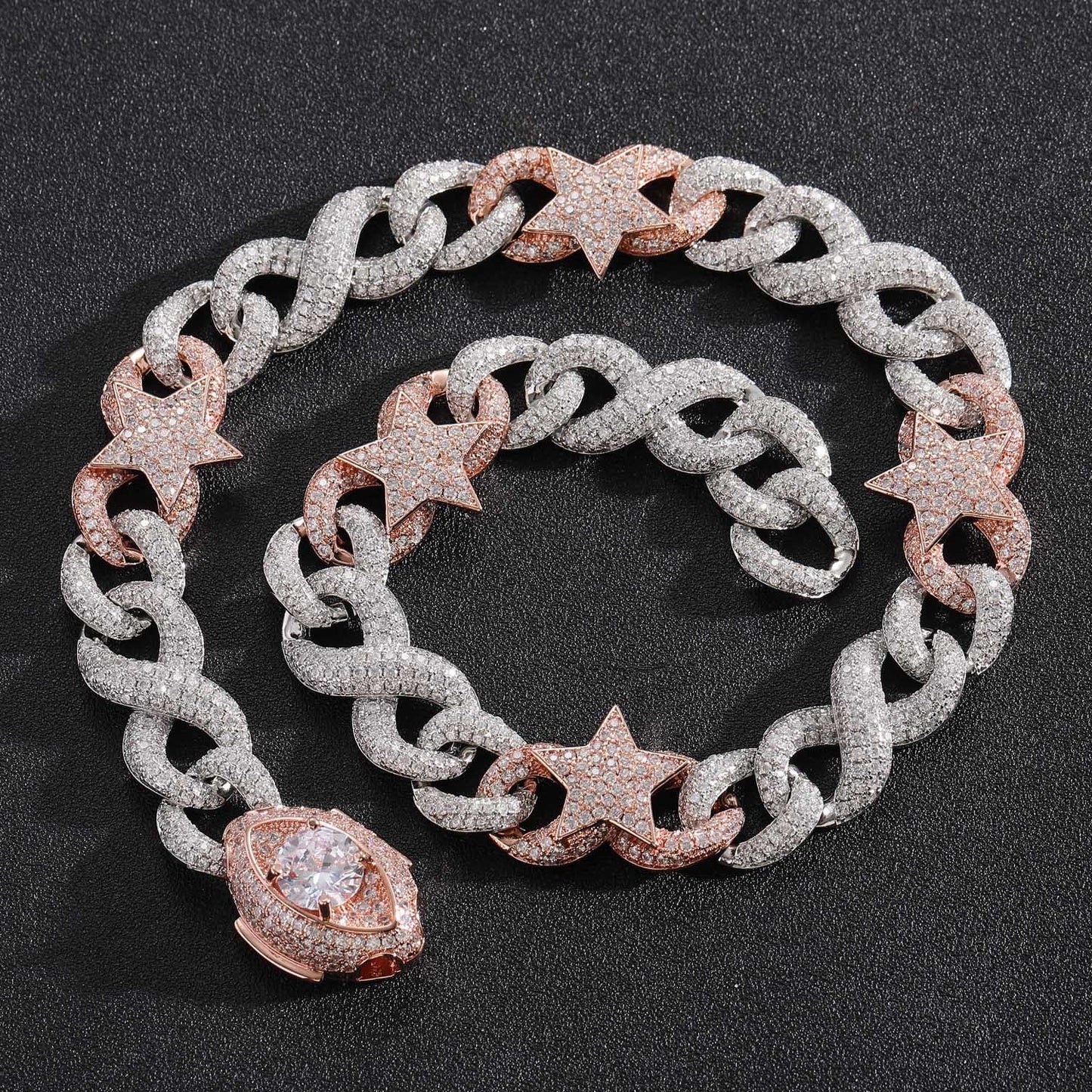 Collar de Estrella Bicolor con Circonitas 5A – Flow Europeo y Americano