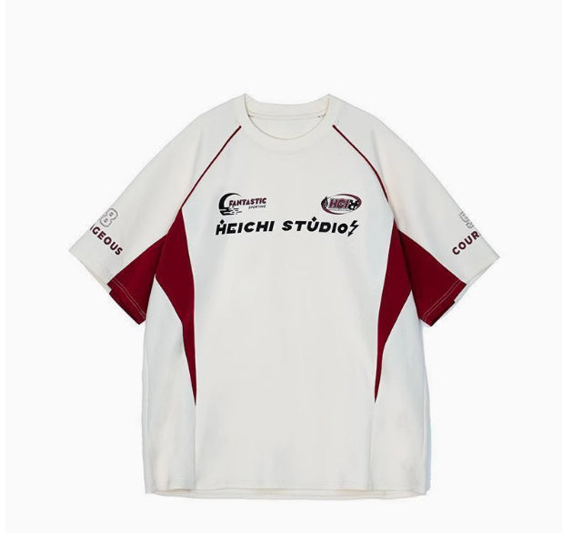 Camiseta de manga corta retro de estilo urbano americano de verano