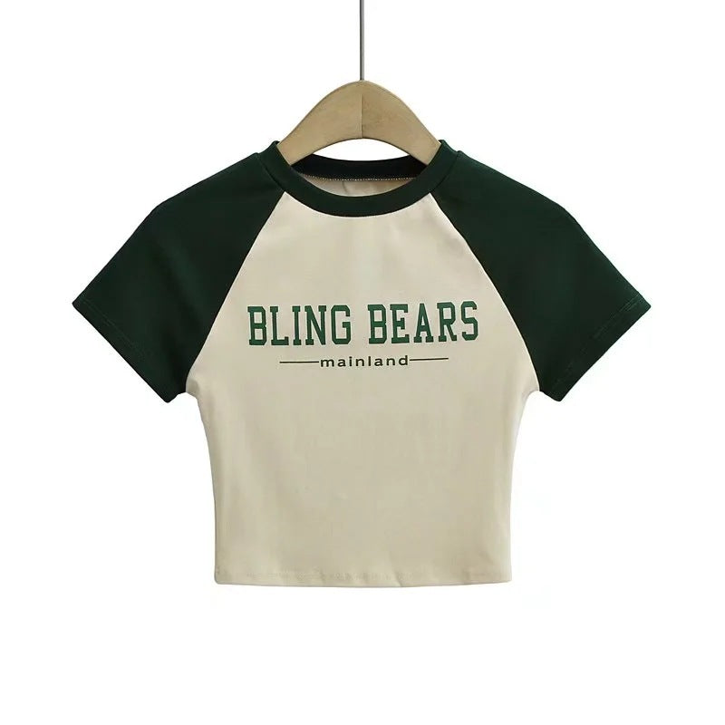 Camiseta de manga corta con estampado de letras y bloqueo de color – Urban Style