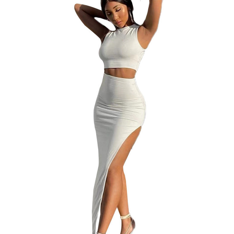 Set Mujer Crop Top + Falda Corta con Abertura – Look Urbano y Sexy