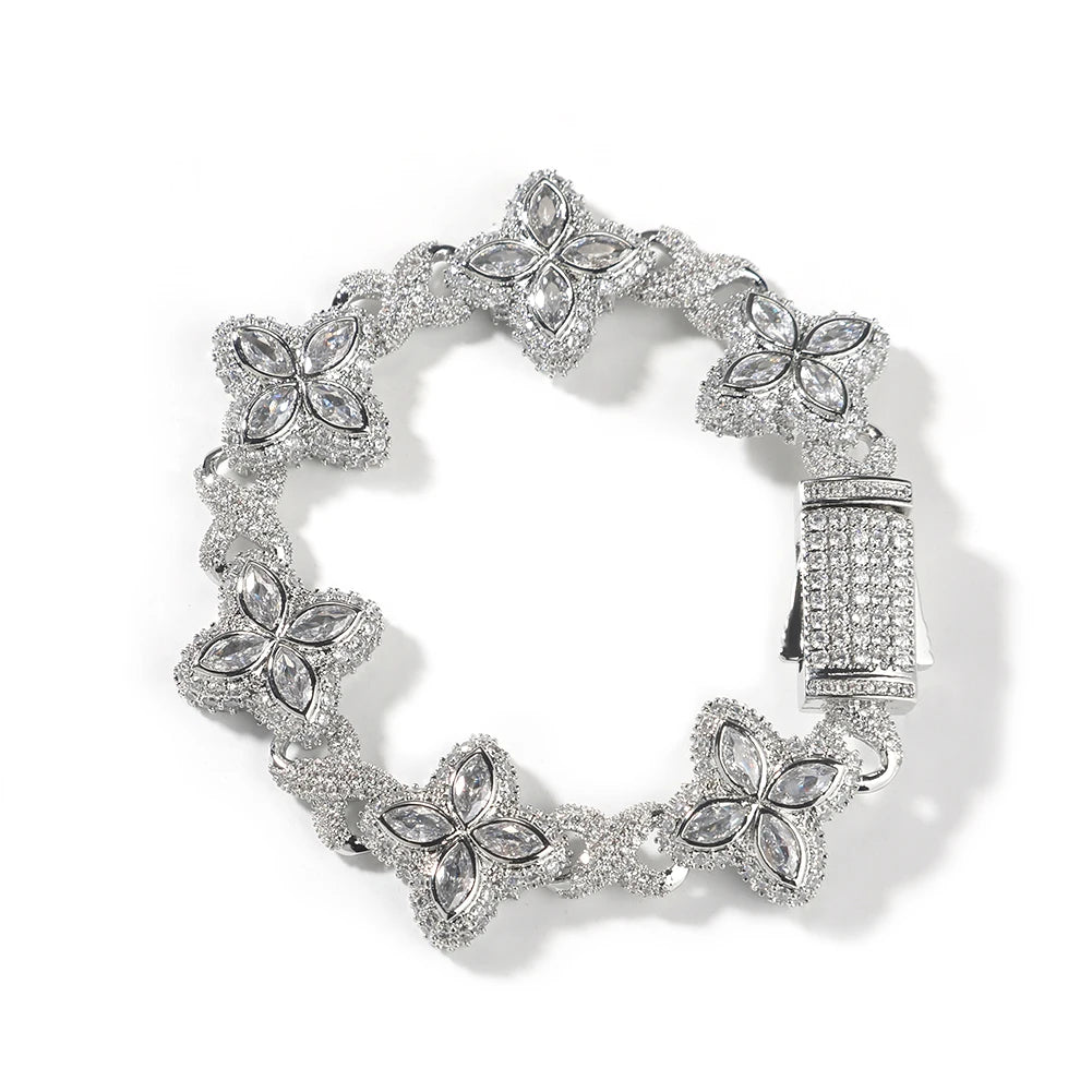 Pulsera iced out floral trap con piedras multicolor unisex