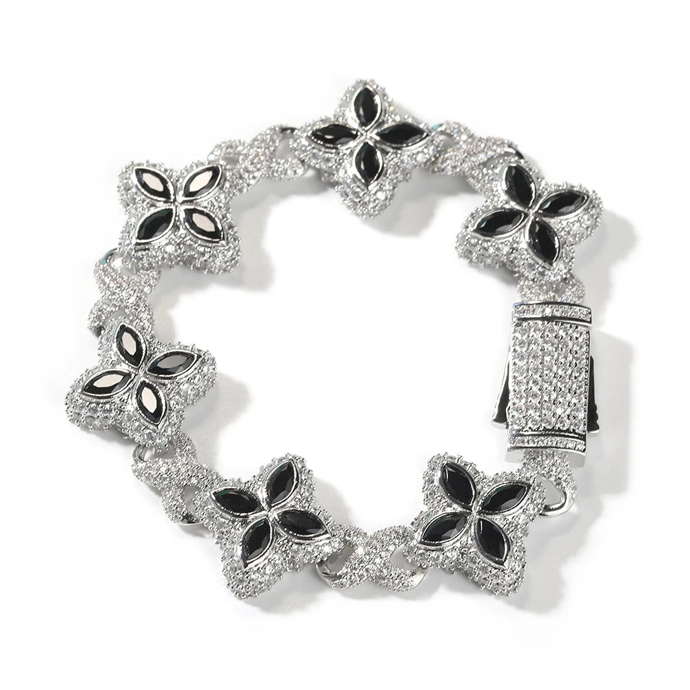 Pulsera iced out floral trap con piedras multicolor unisex