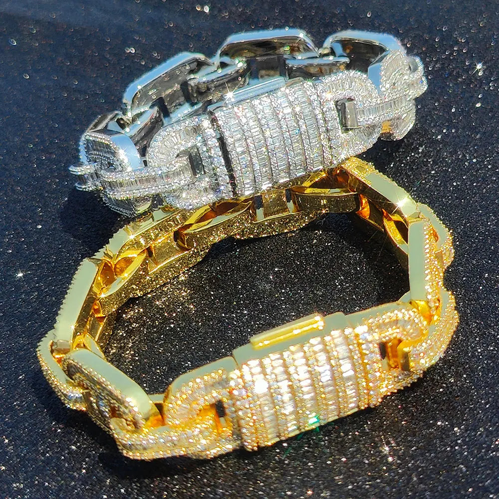 Pulsera iced out coffee bean trap con circonitas 5A de lujo para hombre y mujer
