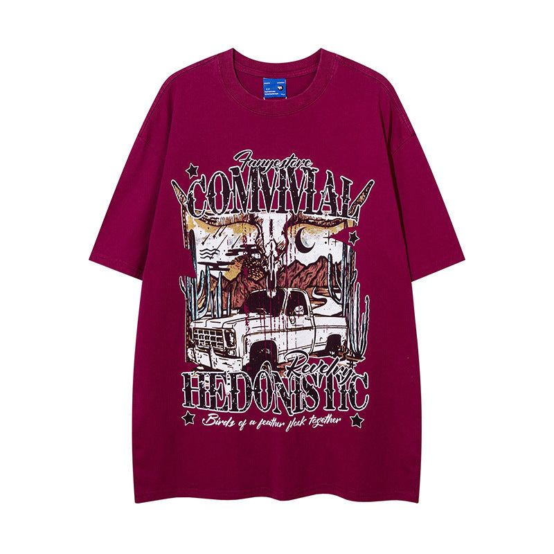 Camiseta Hombre Oversize “Car Cartoon” | Estilo Street con Estampado Retro
