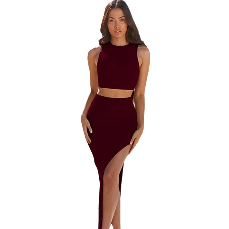 Set Mujer Crop Top + Falda Corta con Abertura – Look Urbano y Sexy