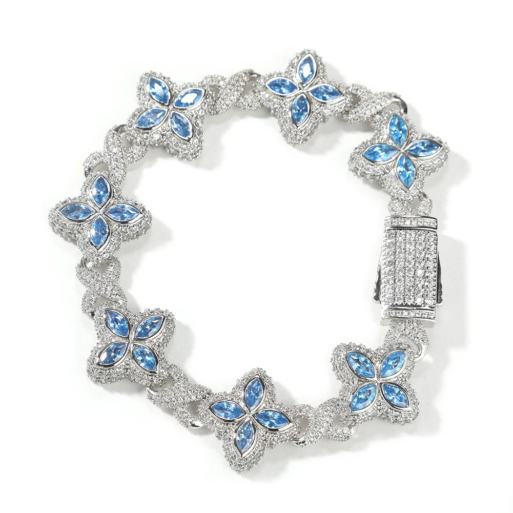 Pulsera iced out floral trap con piedras multicolor unisex