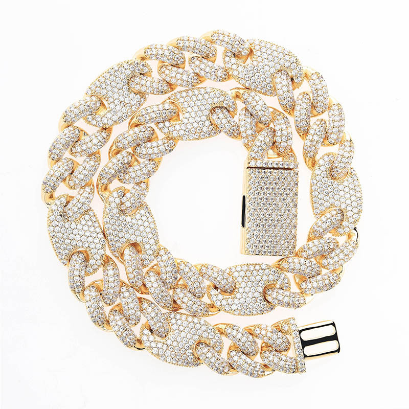 Collar Nariz de Cerdo Hombre con Circonitas y Hebilla Caja Grande – Joyería Hip Hop Urbana