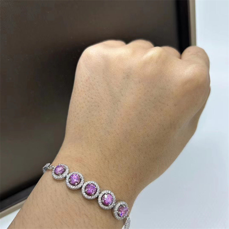 Pulsera de moissanita con diamantes de colores