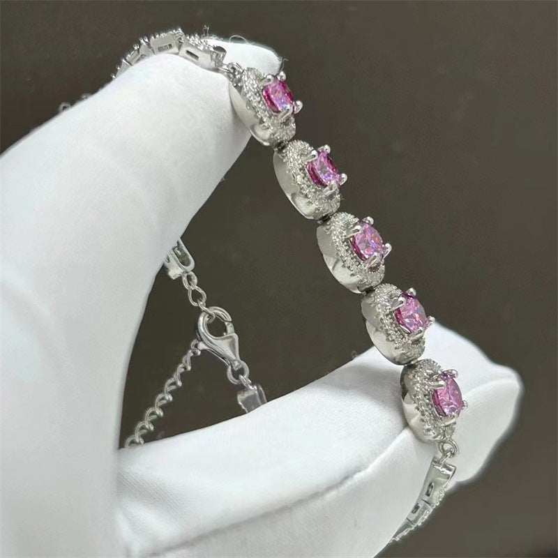 Pulsera de moissanita con diamantes de colores