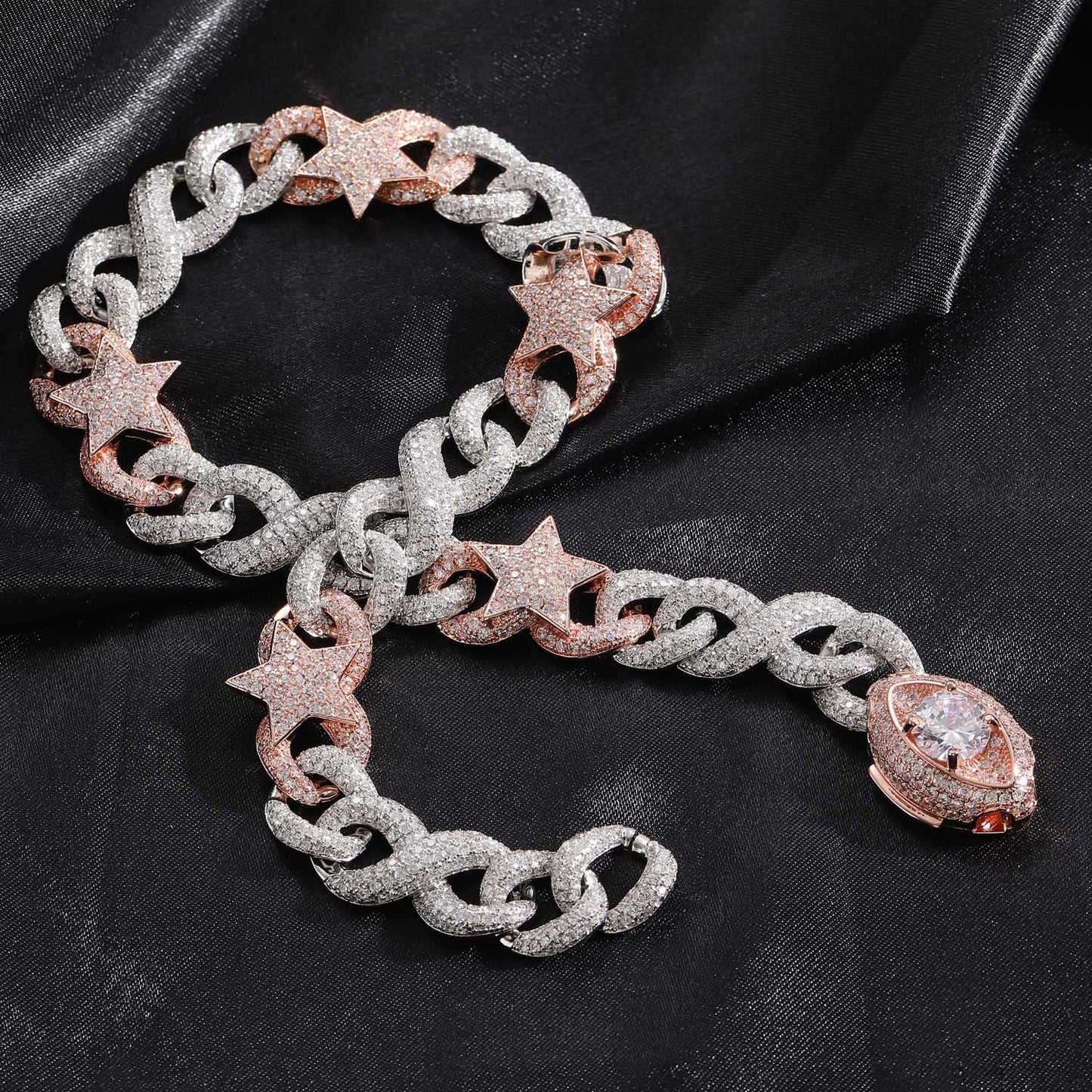 Collar de Estrella Bicolor con Circonitas 5A – Flow Europeo y Americano