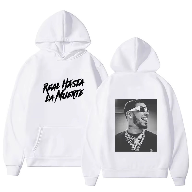 Anuel AA Printed Hoodies Sweatshirt Coat Real Hasta La Muerte Casual Tracksuit Costume Men Women Clothing Anime Pullover Hoodie