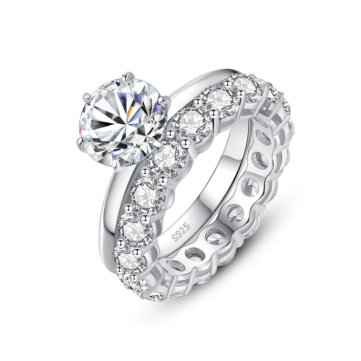 Anillo de moissanita para mujer en plata S925