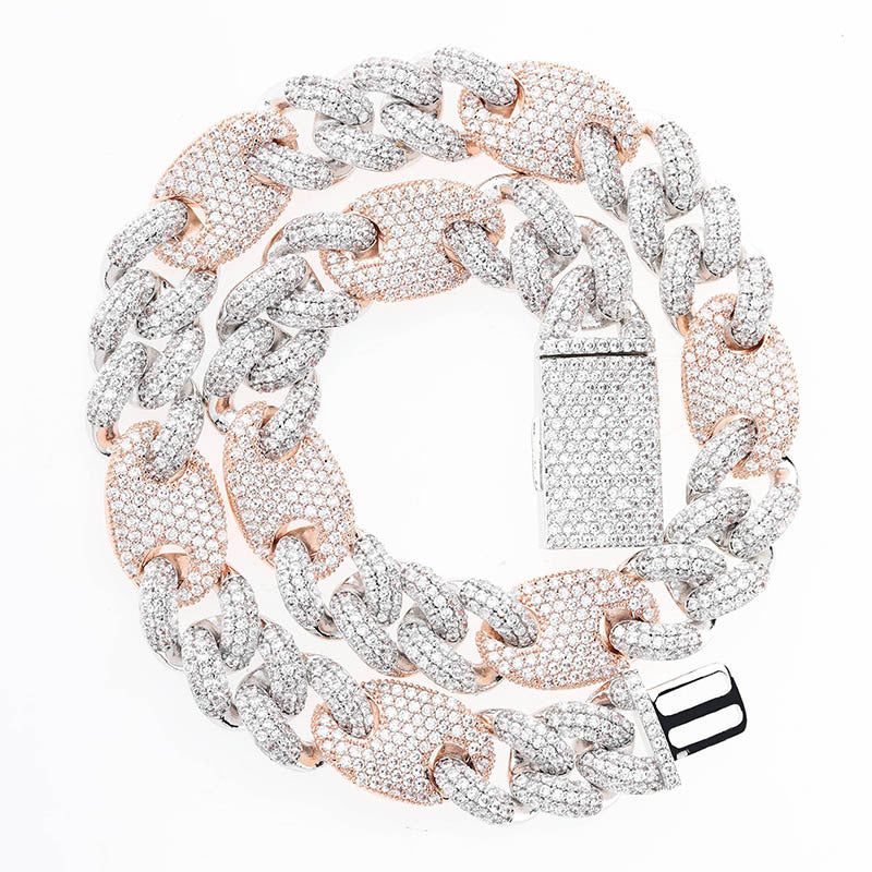 Collar Nariz de Cerdo Hombre con Circonitas y Hebilla Caja Grande – Joyería Hip Hop Urbana