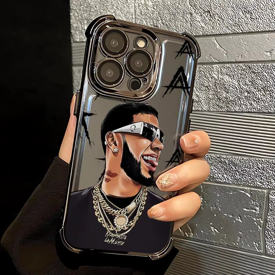 Fashion Hot Rapper Anuel AA Phone Case for Iphone 11 12 14 13 plus 16E 16 15 Pro MAX Clear Cover