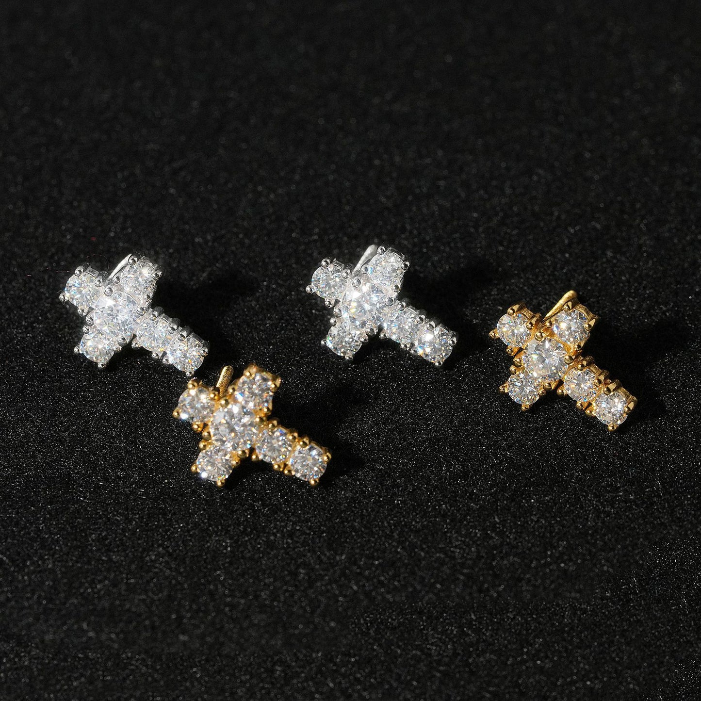 Pendientes de Cruz en Plata S925 Estilo Hip Hop