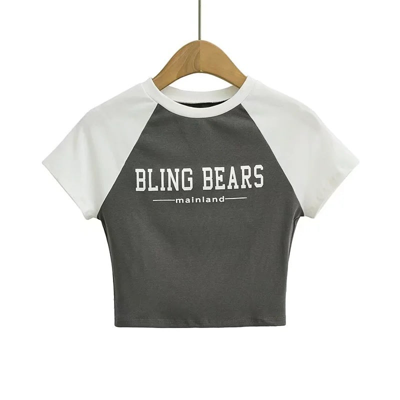Camiseta de manga corta con estampado de letras y bloqueo de color – Urban Style
