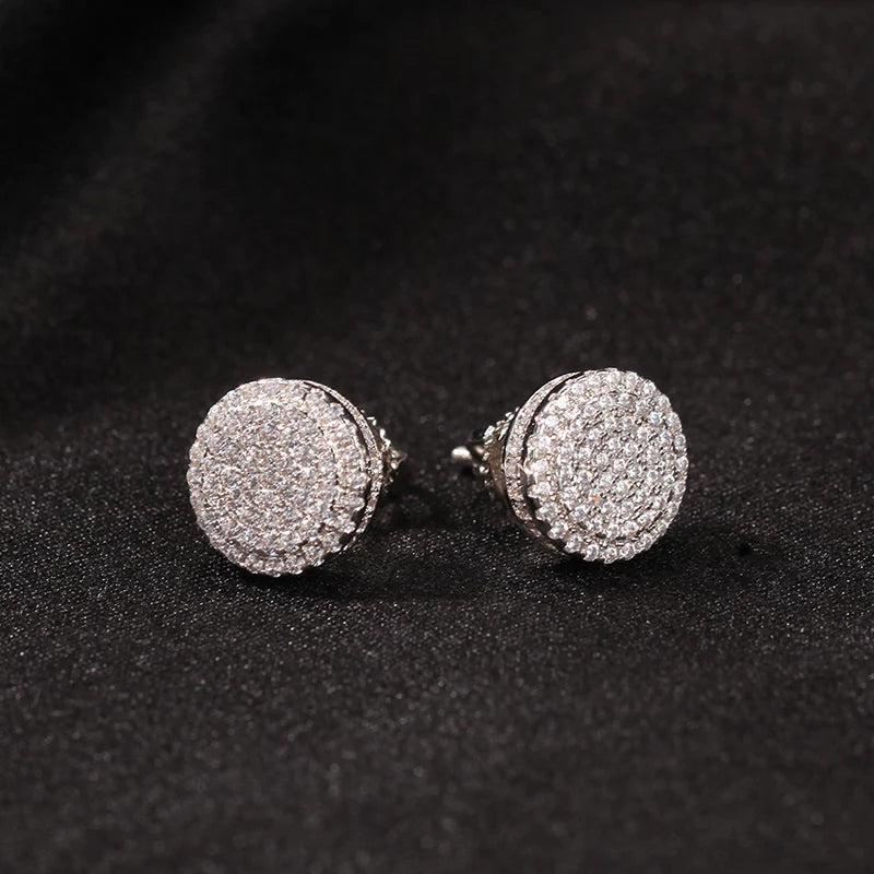 Pendientes Hombre Plata S925 con Circonitas – Estilo Rapero Bling Hip Hop