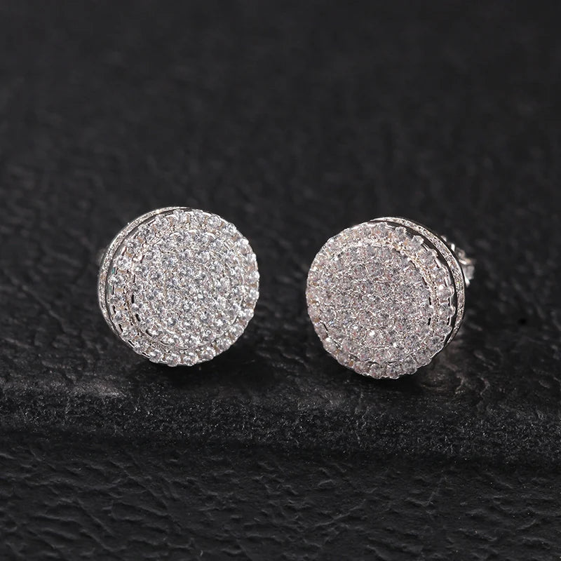Pendientes Hombre Plata S925 con Circonitas – Estilo Rapero Bling Hip Hop
