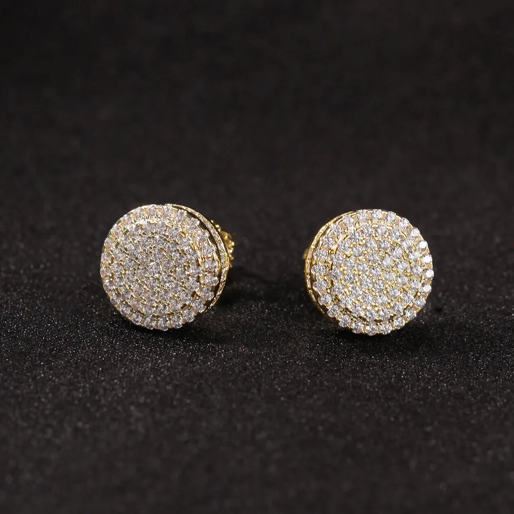 Pendientes Hombre Plata S925 con Circonitas – Estilo Rapero Bling Hip Hop