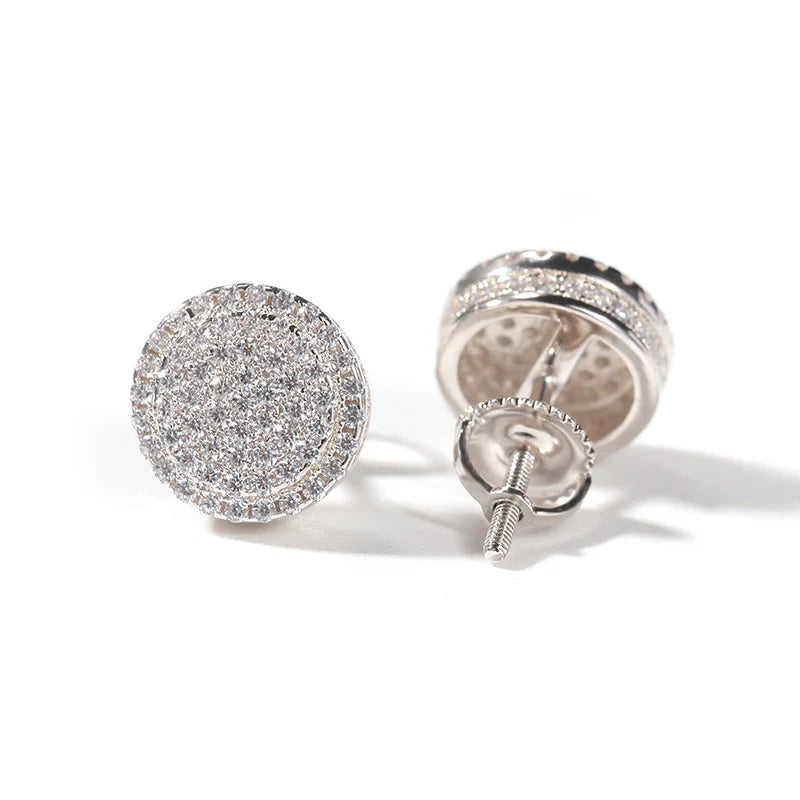 Pendientes Hombre Plata S925 con Circonitas – Estilo Rapero Bling Hip Hop
