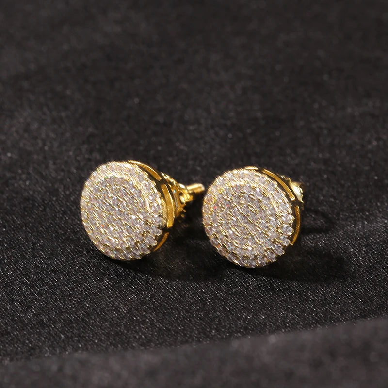 Pendientes Hombre Plata S925 con Circonitas – Estilo Rapero Bling Hip Hop