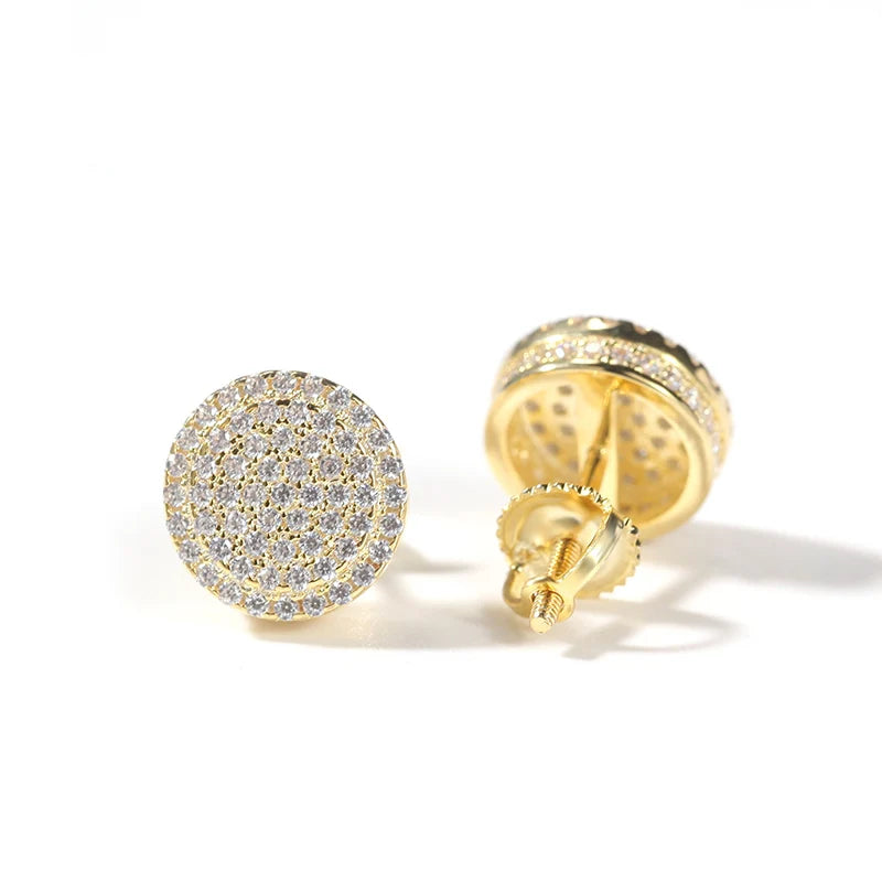 Pendientes Hombre Plata S925 con Circonitas – Estilo Rapero Bling Hip Hop