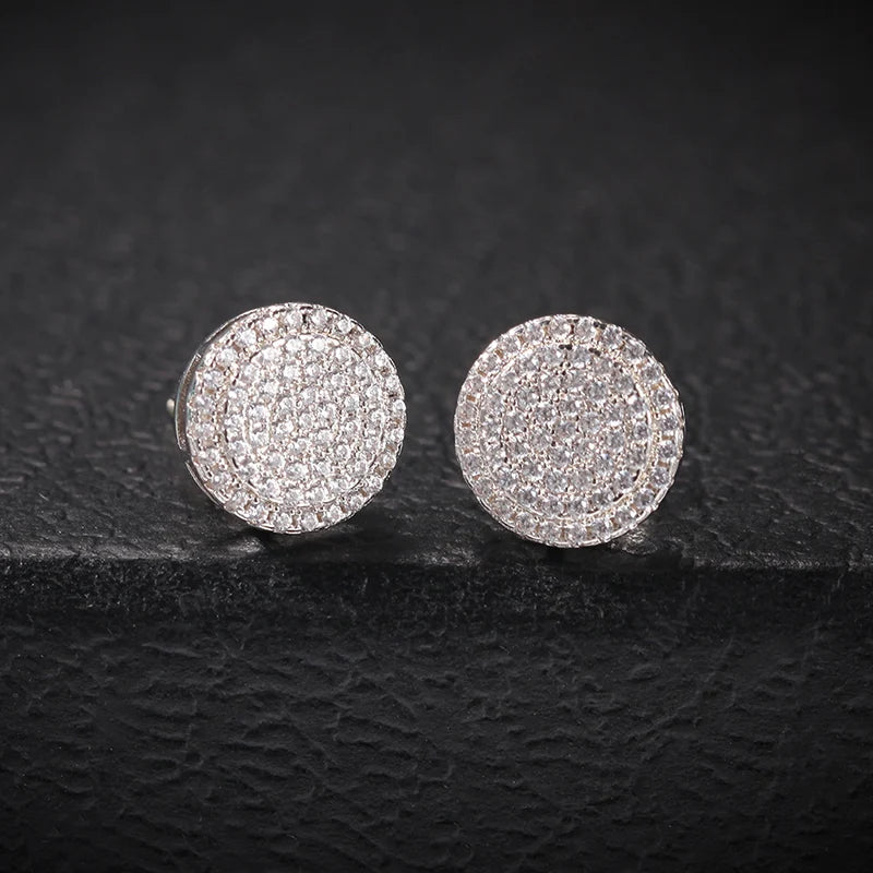 Pendientes Hombre Plata S925 con Circonitas – Estilo Rapero Bling Hip Hop