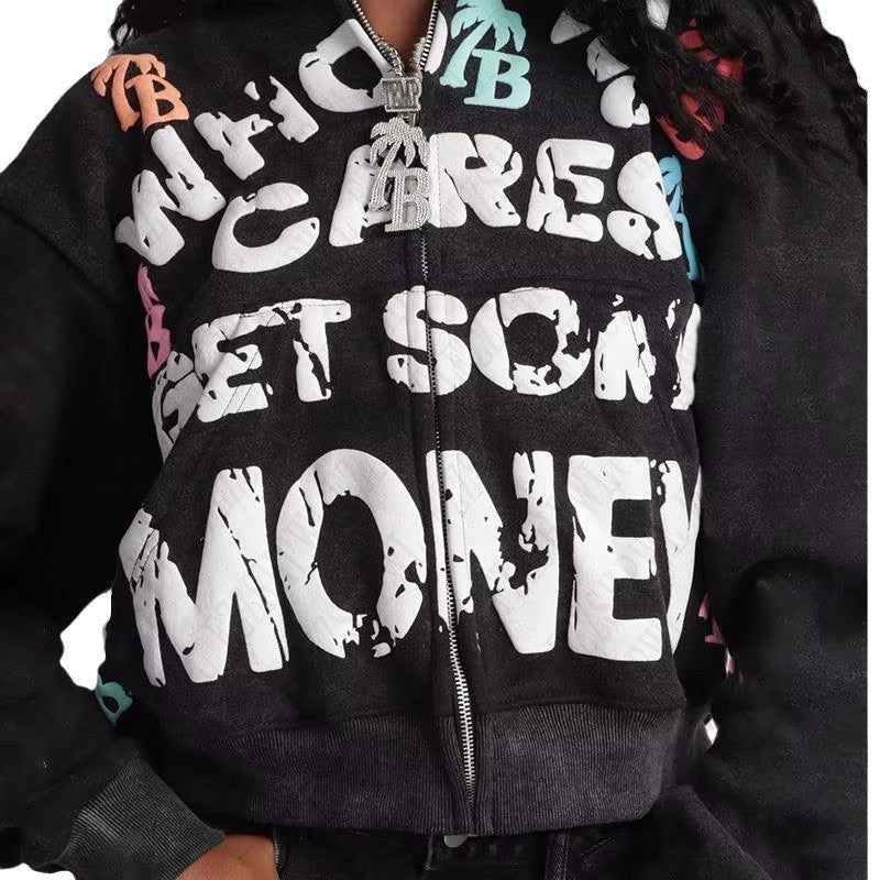 Sudadera con Capucha y Cremallera Hombre Mujer – Estilo Retro Americano