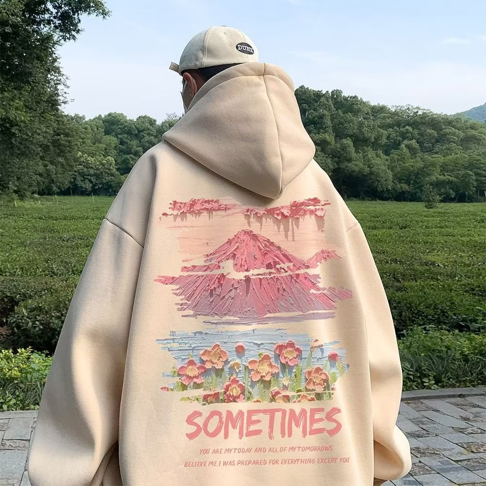 American Retro Hooded Sweater Men's Couple Coat