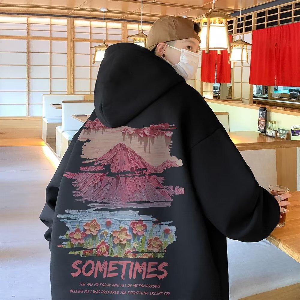 American Retro Hooded Sweater Men's Couple Coat