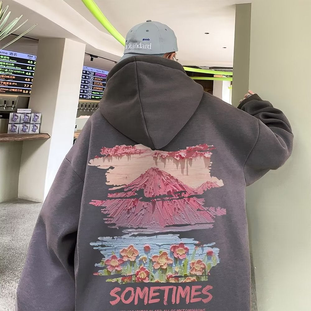 American Retro Hooded Sweater Men's Couple Coat