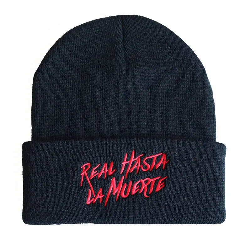 Anuel Aa Real Hasta La Muerte Cotton Casual Beanies for Men Women Knitted Winter Hat Hip-Hop Skullies Bonnet Unisex Cap