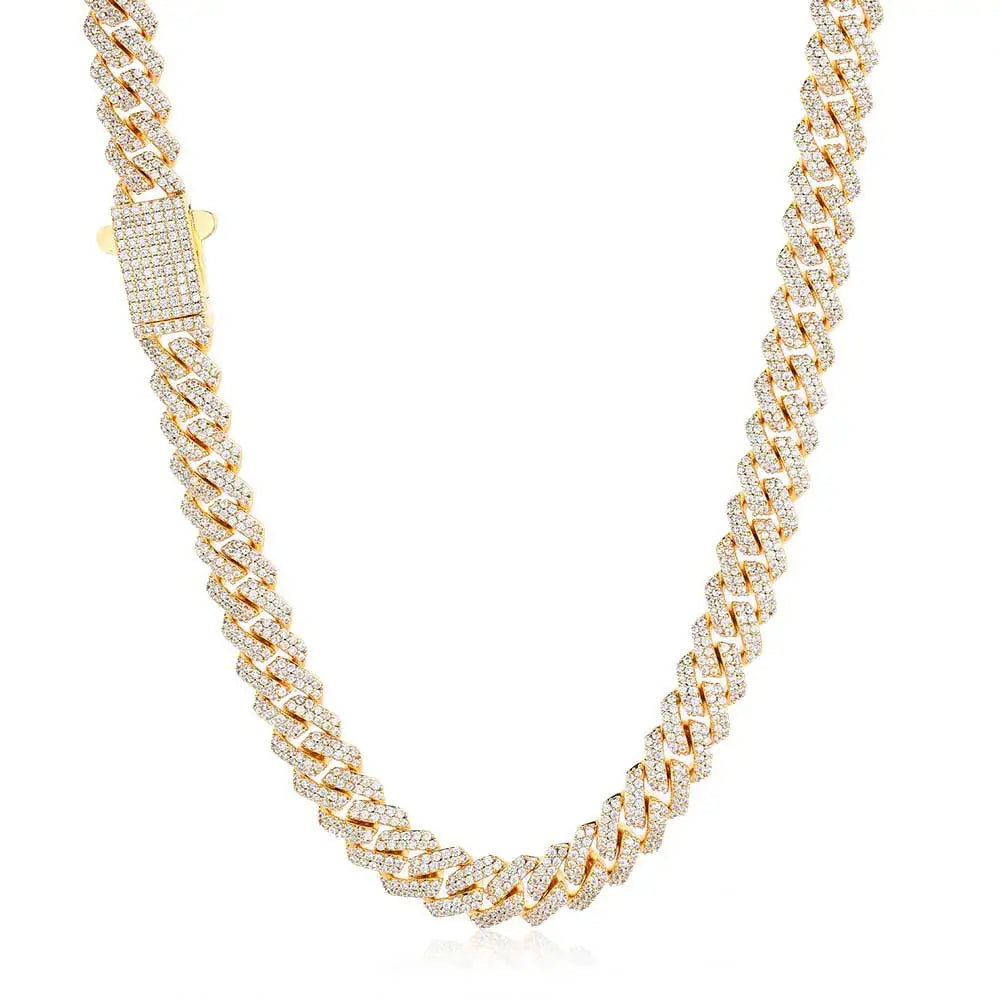8mm Width Hip Hop Cubic Zircon CZ Iced Out 2 Rows Cuban Link Chain Necklace For Women Jewelry Birthday Gift Drop Shipping