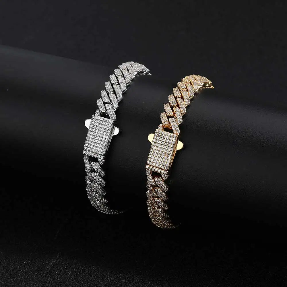 8mm Width Hip Hop Cubic Zircon CZ Iced Out 2 Rows Cuban Link Chain Necklace For Women Jewelry Birthday Gift Drop Shipping