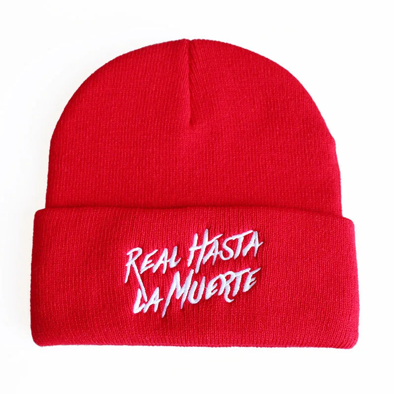 Anuel Aa Real Hasta La Muerte Cotton Casual Beanies for Men Women Knitted Winter Hat Hip-Hop Skullies Bonnet Unisex Cap