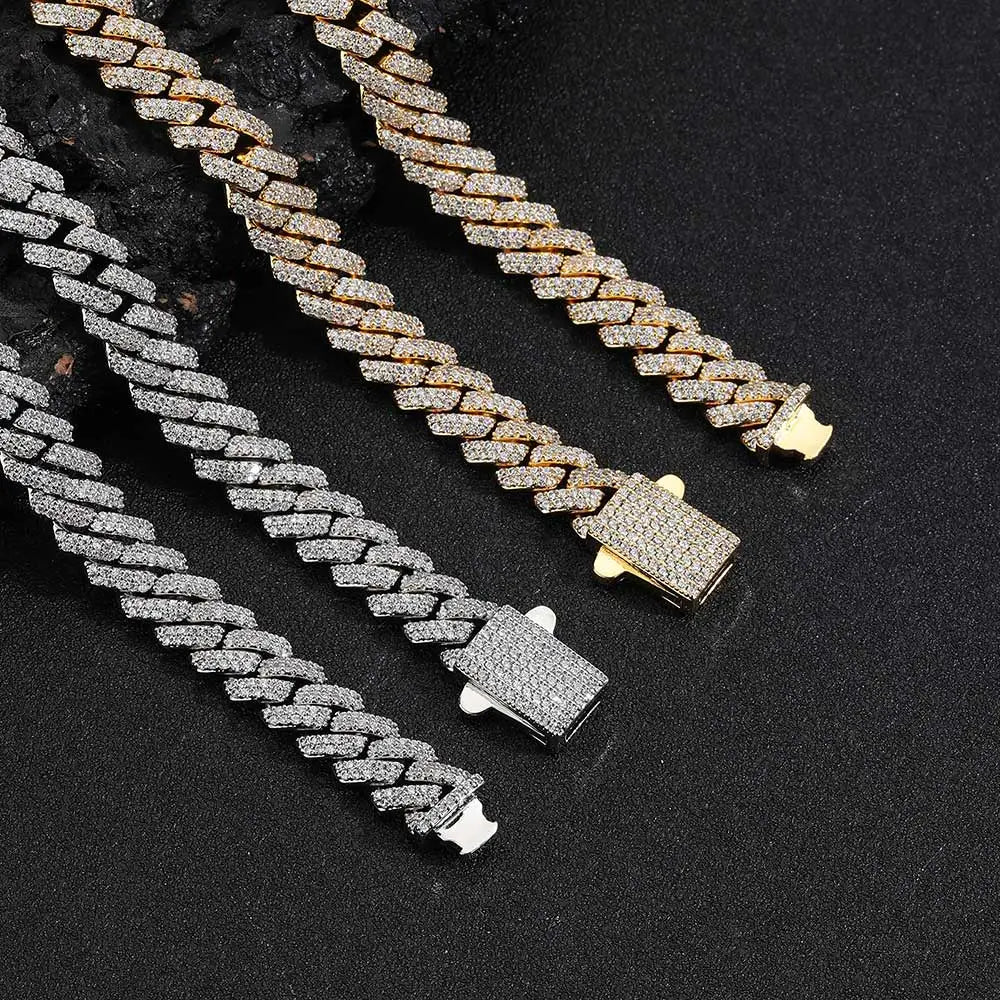 8mm Width Hip Hop Cubic Zircon CZ Iced Out 2 Rows Cuban Link Chain Necklace For Women Jewelry Birthday Gift Drop Shipping