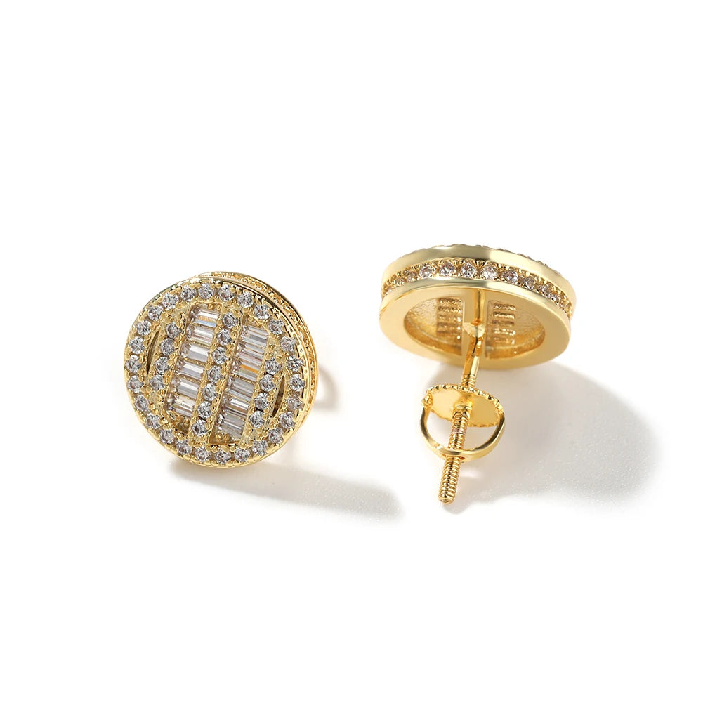 Pendientes Redondos Bicolor Ice Out – Circonitas Baguette CZ Hipoalergénicos