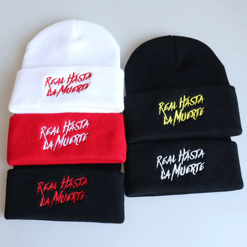Anuel Aa Real Hasta La Muerte Cotton Casual Beanies for Men Women Knitted Winter Hat Hip-Hop Skullies Bonnet Unisex Cap